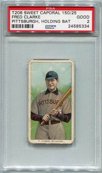 T206 Fred Clarke Holding Bat PSA 2