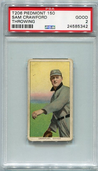 T206 Sam Crawford Throwing PSA 2