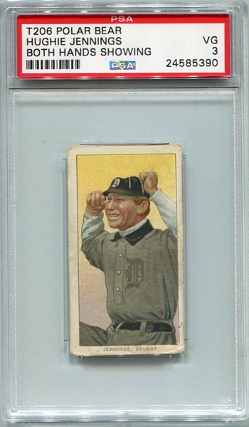 T206 Hughie Jennings Both Hands Showing PSA 3