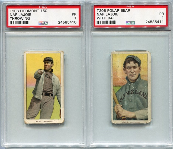 T206 Nap Lajoie Lot of 2 Different PSA 1s