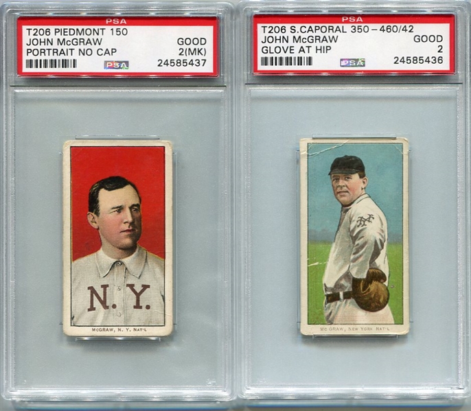 T206 John McGraw Lot of 2 Different Both PSA 2
