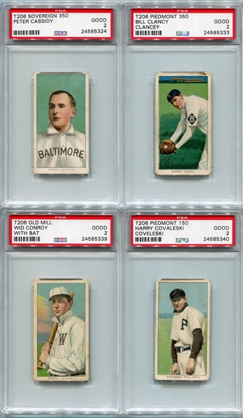 T206 Lot of 16 Different All PSA 2s