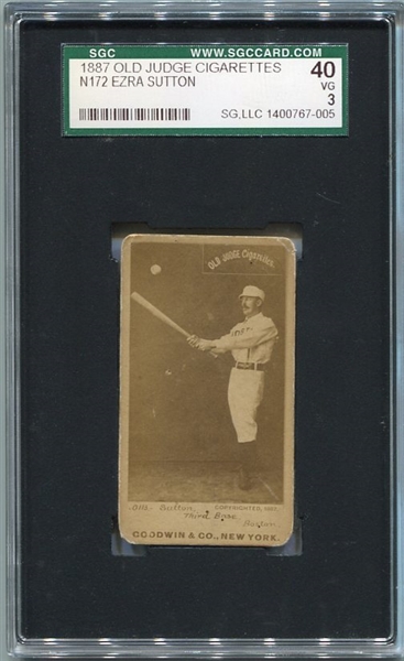 N172 Old Judge Cigarettes Ezra Sutton Boston SGC 40