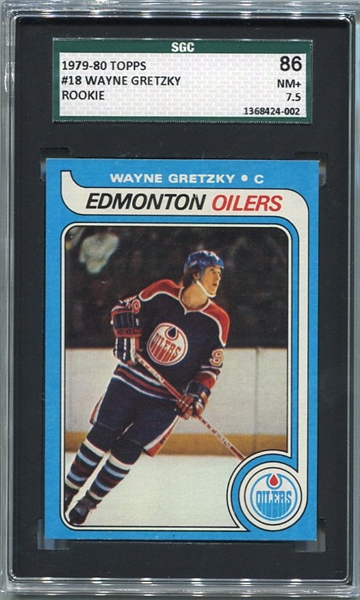 1979-80 Topps Hockey #18 Wayne Gretzky Rookie Card SGC 86