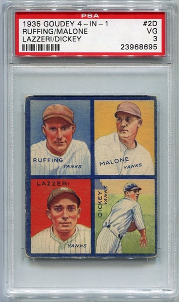 1935 Goudey 4-in-1 #2D Ruffing/Malone/Lazzeri/Dickey PSA 3