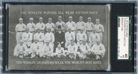 1912 Philadelphia Athletics Stetson Hats Post Card SGC 40
