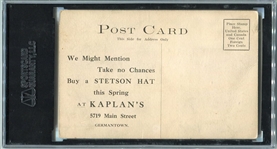 1912 Philadelphia Athletics Stetson Hats Post Card SGC 40