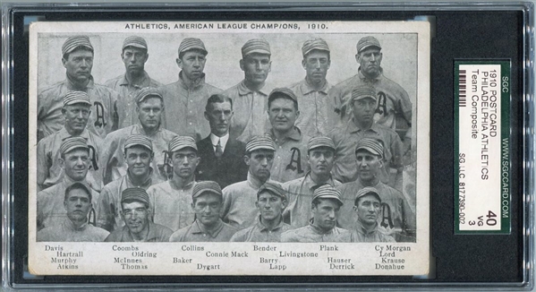 1910 Philadelphia Athletics Team Composite Post Card