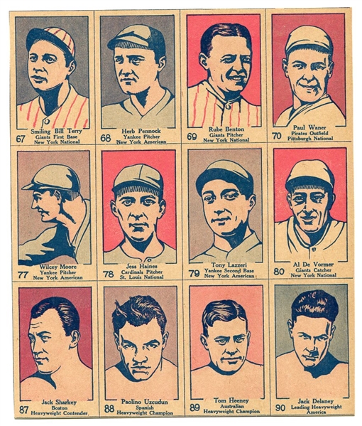 W513 Partial Sheet of 12 With HOFers