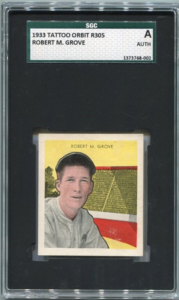 R305 Tattoo Orbit Robert "Lefty" Grove SGC AUTH