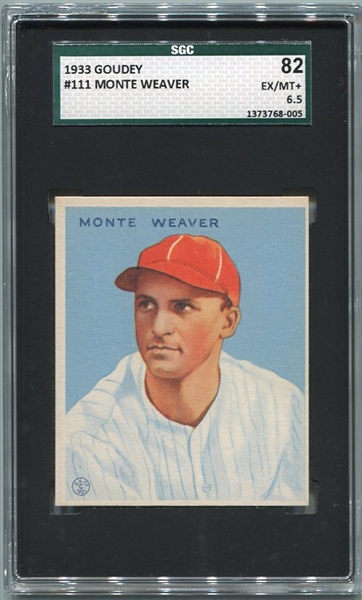R319 1933 Goudey #111 Monte Weaver SGC 82
