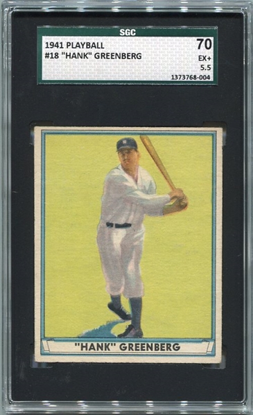 1941 Play Ball #18 Hank Greenberg SGC 70