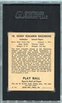 1941 Play Ball #18 Hank Greenberg SGC 70