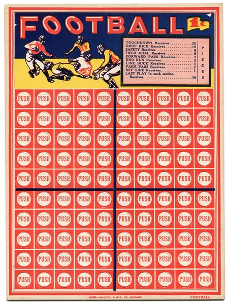 1930s Acme 1 Cent Football Punch Board