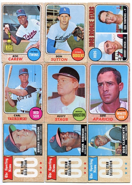1968 Topps Baseball Star Card Lot of 9 Different With Bench Rookie