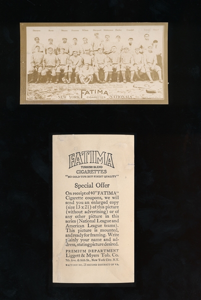 1913 T200 Fatima NY Nationals w/ Matty, Thorpe, Mcgraw, Marquard etc.....