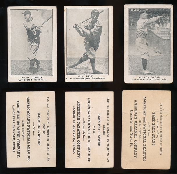E121 American Caramel Lot of 3 different with HOFer Sam Rice 