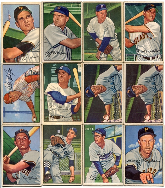 1952 Bowman Baseball Lot of 50 Mostly Different Loaded With HOFers