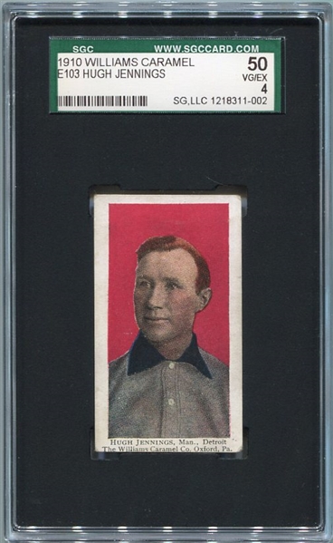 E103 Williams Caramel Hugh Jennings SGC 50 Highest Graded