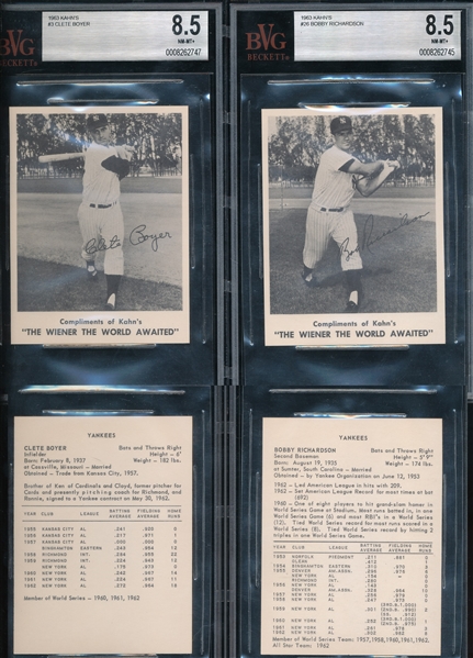 1963 Kahns Baseball HIGH Grade Group - (5) With BVG 8.5 etc....