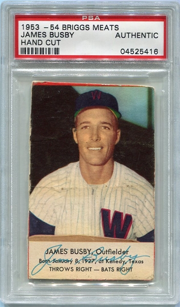 1953-54 Briggs Meats James Busby PSA AUT