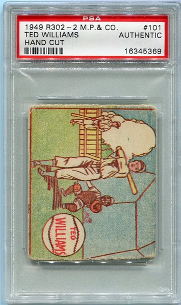 R302-2 1949 M. P. & Co. Ted Williams PSA AUT