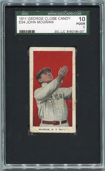E94 John McGraw Red Background SGC 10