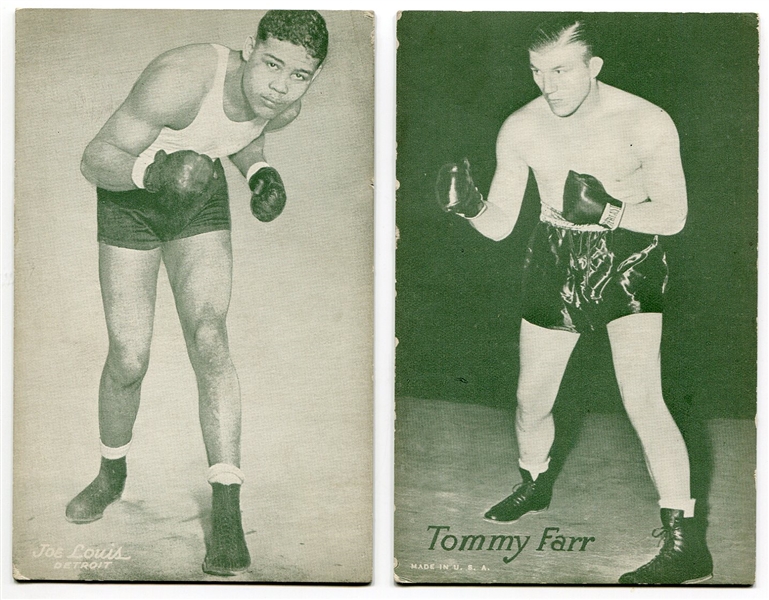 Pair of Exhibit Boxing Cards Joe Louis & Tommy Farr