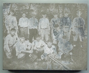 Early 20th Century Wood and Metal Printers Block of Baseball Team & Equipment