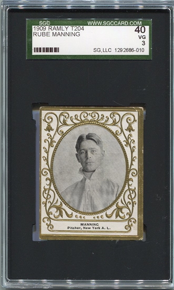 T204 Rube Manning, New York Highlanders SGC 40