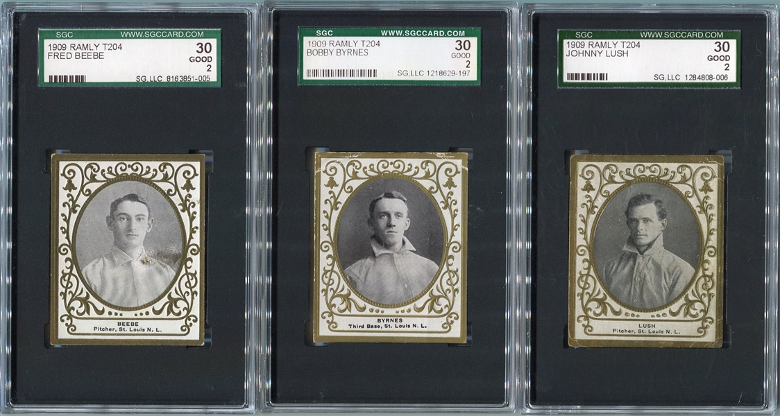 T204 Ramly Lot of 3 St. Louis Cardinals SGC 30