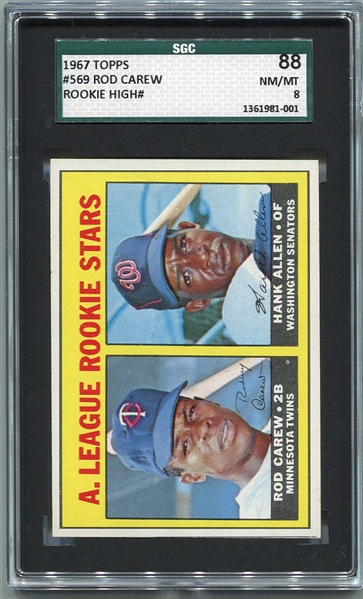 1967 Topps #569 Rod Carew Rookie card SGC 88!