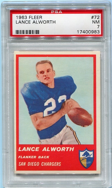 1963 Fleer Football #72 Lance Alworth Rookie Card PSA 7
