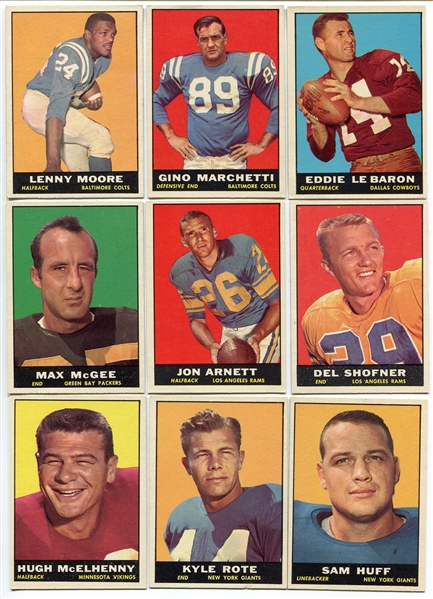 1961 Topps Football Lot of 10 With Many HOFers Nrmt+/-