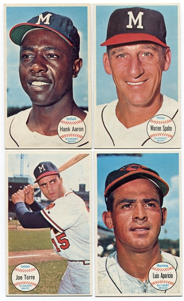 1964 Topps Giants Lot of 4 HOFers Aaron, Aparicio, Spahn and Torre