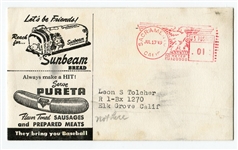1949 Sunbeam Pureta Sacramento Salons Postcard Walt Dropo