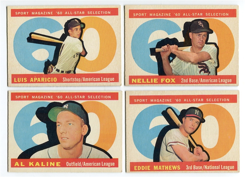 1960 Topps Baseball Lot of 4 Different High Number All Stars EXMT+/-