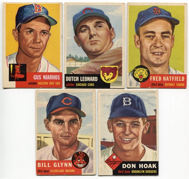 1953 Topps Baseball Lot of 5 Different