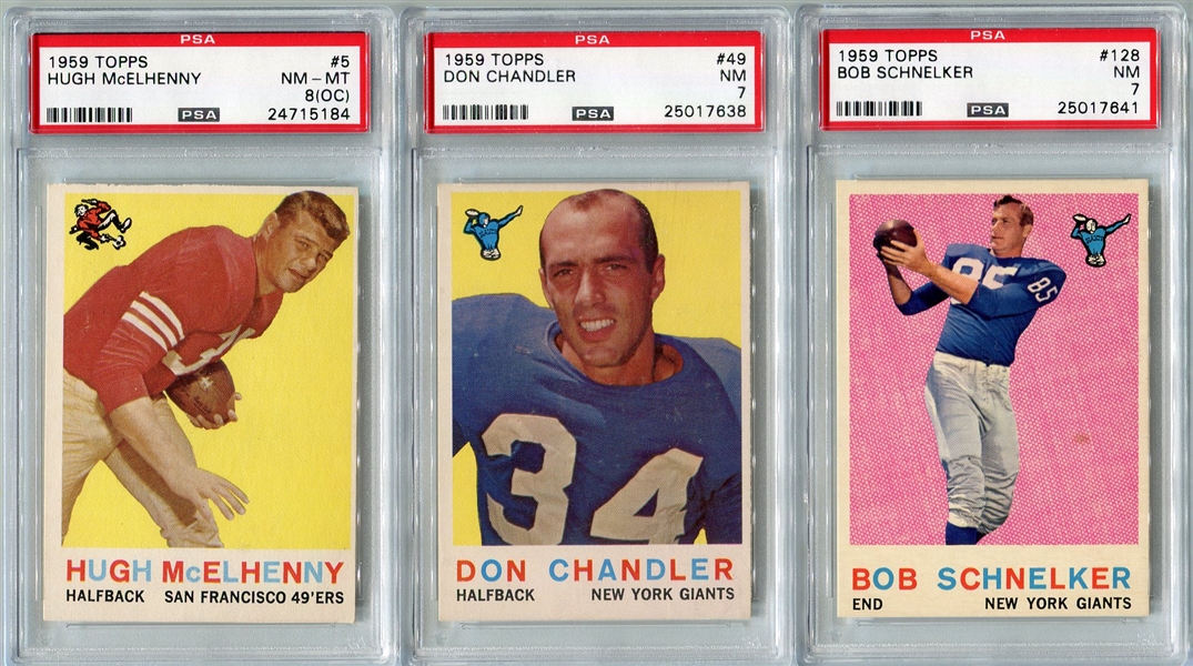 1959 Topps Football Lot of Three PSA Graded 