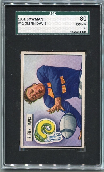 1951 Bowman Football #42 Glenn Davis SGC 80