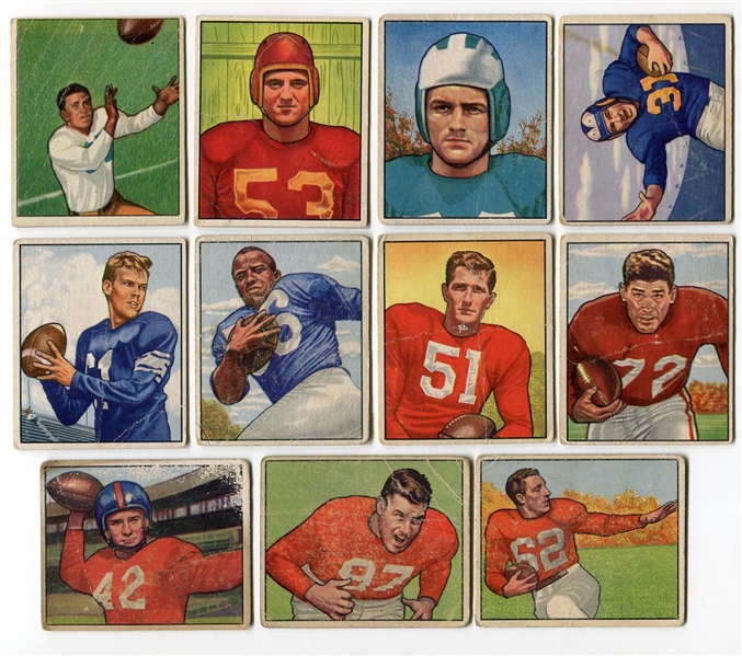 1950 Bowman Football of 11 Different W/HOFers