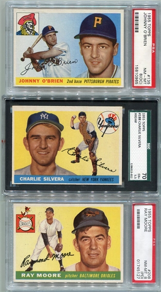 1955 Topps Baseball Lot of 3 Different Graded High-Number Cards