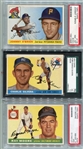 1955 Topps Baseball Lot of 3 Different Graded High-Number Cards