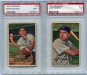 1952 Bowman Baseball #13 Cliff Mapes and #58 Hank Majeski both PSA 7's