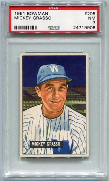 1951 Bowman #205 Mickey Grasso PSA 7