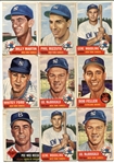 1953 Topps Lot of 9 Yankees, Dodgers & HOFers