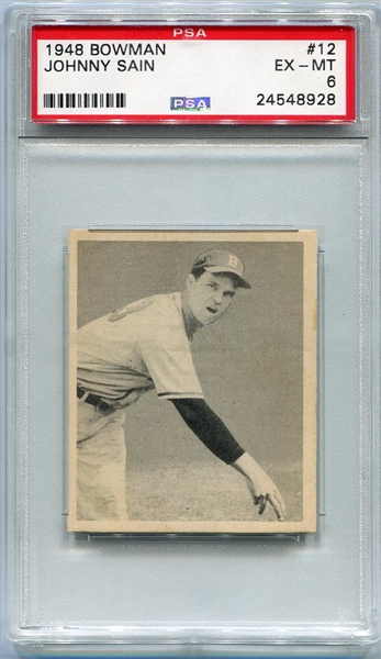 1948 Bowman #12 Johnny Sain PSA 6