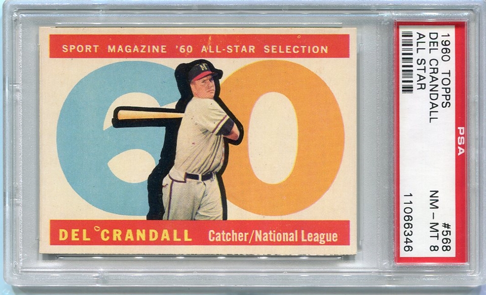 1960 Topps #568 Del Crandall All-Star PSA 8