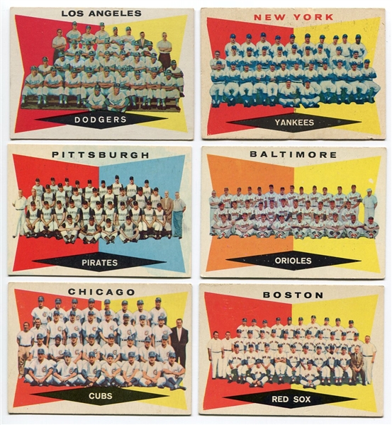 1960 Topps Team Card Lot of 6 Different With High Numbers