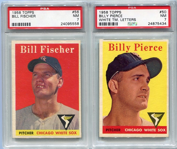 1958 Topps #50 Pierce PSA 7 & #56 Fischer PSA 7